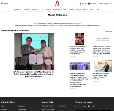 CNA offers "paid media release" service in partnership with Media OutReach Newswire